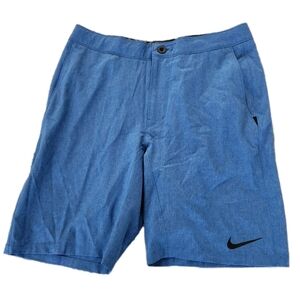 Nike Swim Mens Boardshorts Size Medium Blue Pockets Drawstring Button Zip